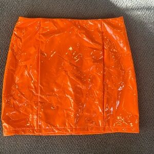 Orange vinyl skirt !!